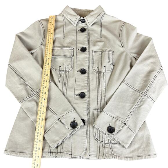 BKE Vintage Jacket Women Sze Large Light Tan Khaki Cotton Buttoned Utility Style - Picture 12 of 12